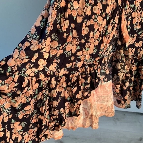 Selfie Leslie Floral Wrap Dress large maxi bohemian ruffle size L cottagecore - Picture 13 of 16
